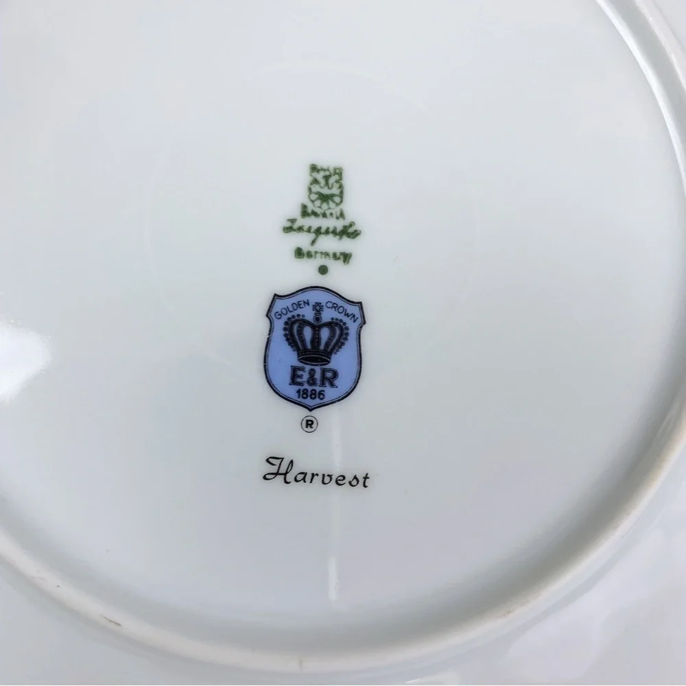 Vintage Jaeger Co Golden Crown Fruit Teacup Saucer Plate Set of 6